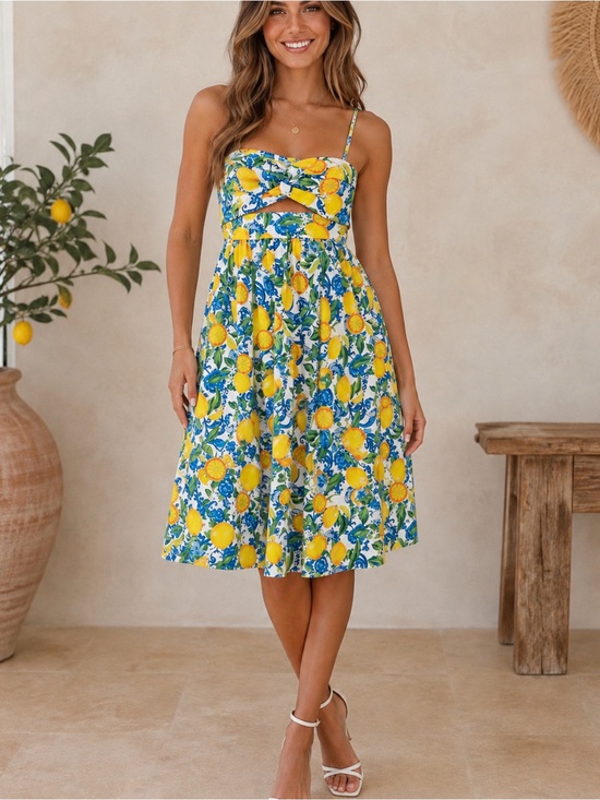 Dresses & Skirts - 🍋 Women’s Lemon Print Sundress – Bright & Flirty!